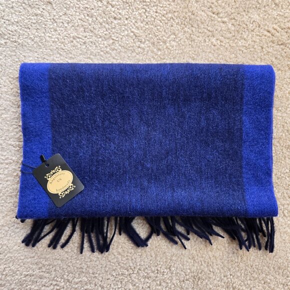 NWT AngelStory Blue Wool Scarf Fringed
